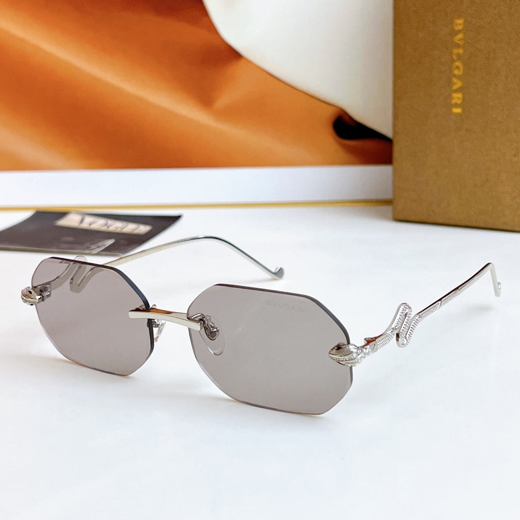 Bvlgari sunglasses with silver frame and gray mirrored lenses