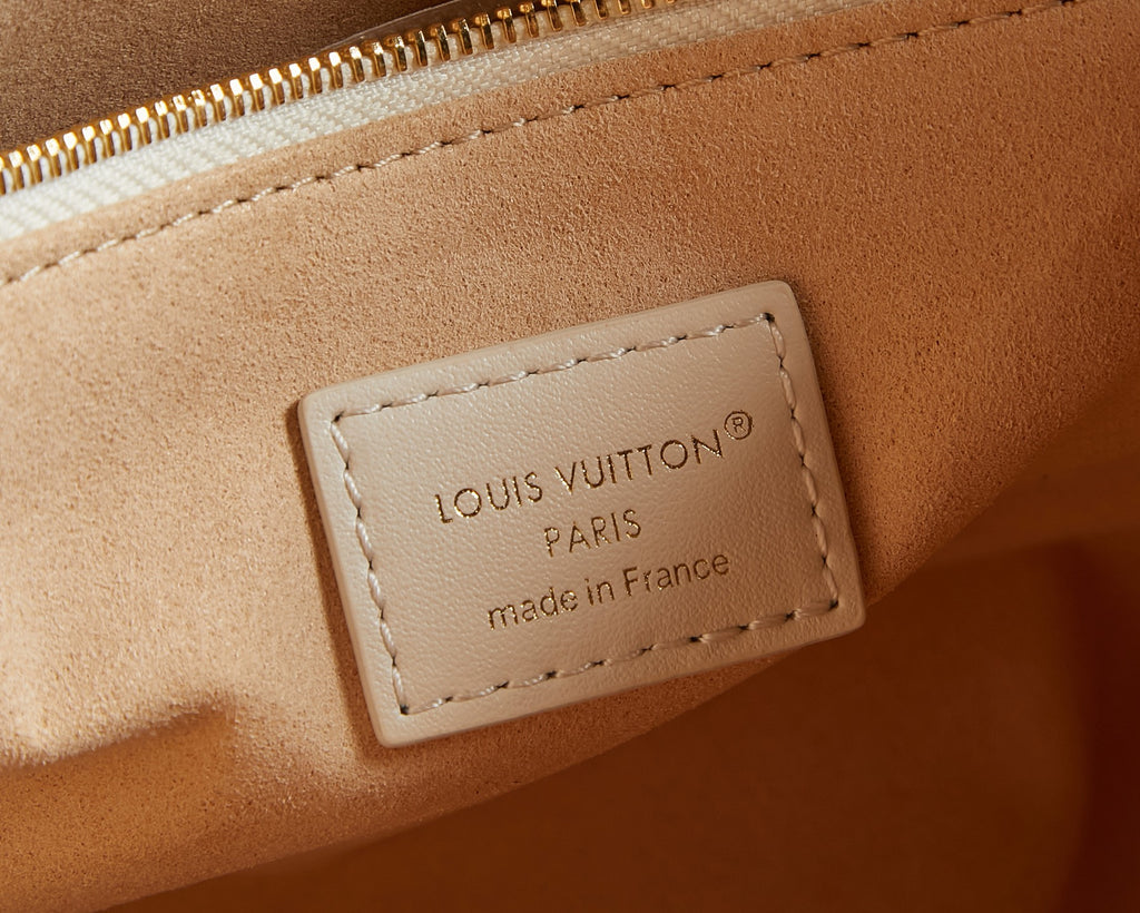 Louis Vuitton Paris made in France leather label inside tote bag