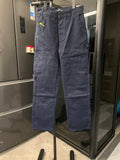Louis Vuitton cargo pants, dark blue denim with front pockets and button waist