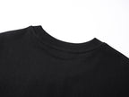 Black ribbed crew neck on short-sleeve T-shirt