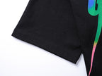 Black short-sleeve T-shirt with stitched hem and partial Gucci logo