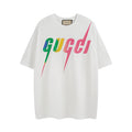 White Gucci T-shirt with multicolor GUCCI lightning logo front