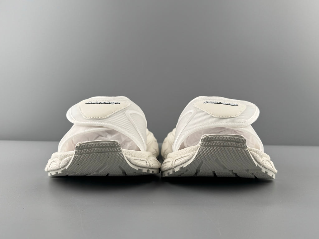 Balenciaga sandals, white, interior heel lining with stitched logo tab detail