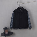 Black long jacket with striped ribbed collar/cuffs and FF logo sleeve panels
