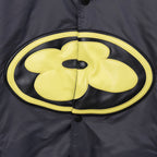 Louis Vuitton long bomber jacket front oval logo patch in yellow and black