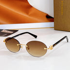 Bvlgari round sunglasses, black frame, amber tinted lenses, gold-tone hardware