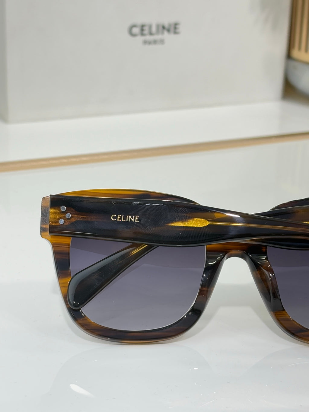 Celine tortoise sunglasses with dark tinted lenses