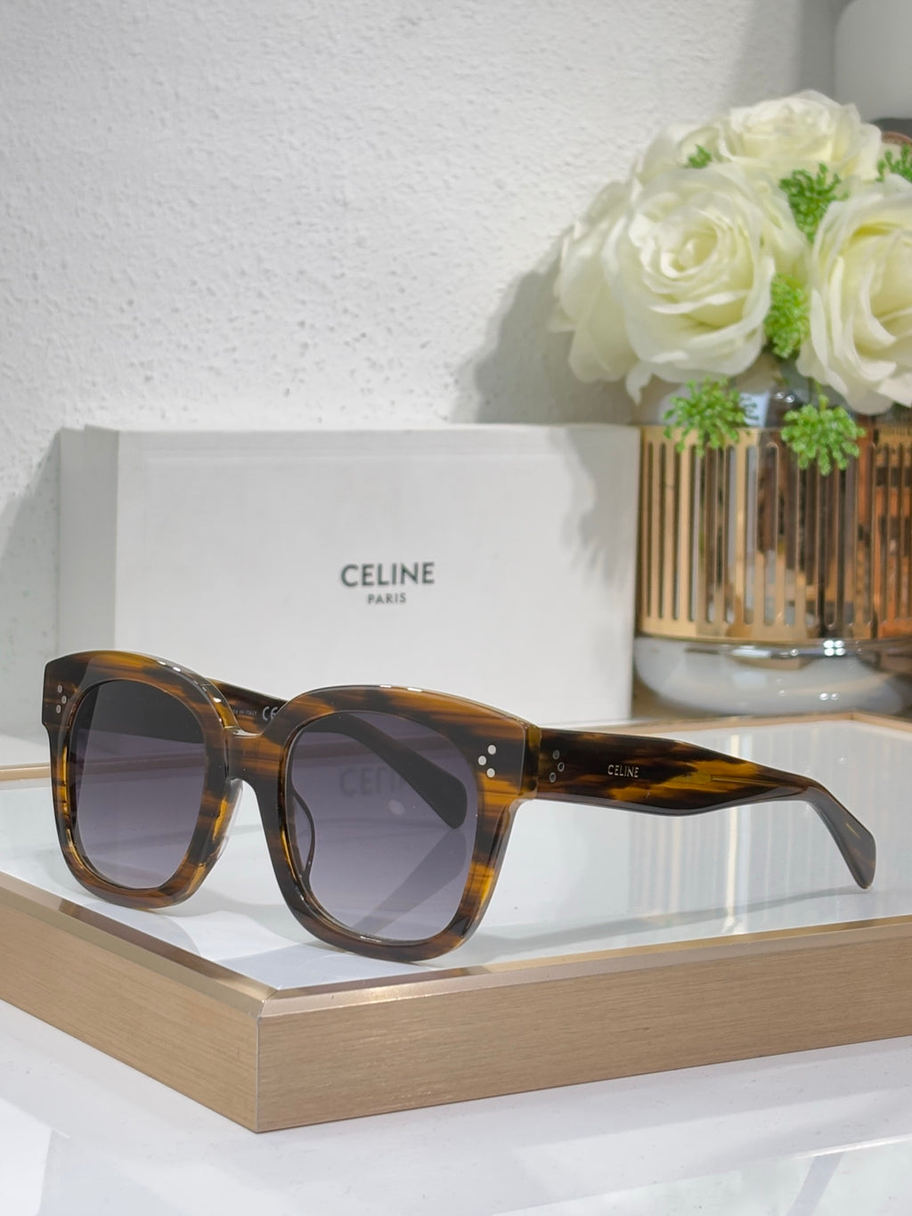 Celine tortoise sunglasses with amber-brown lenses