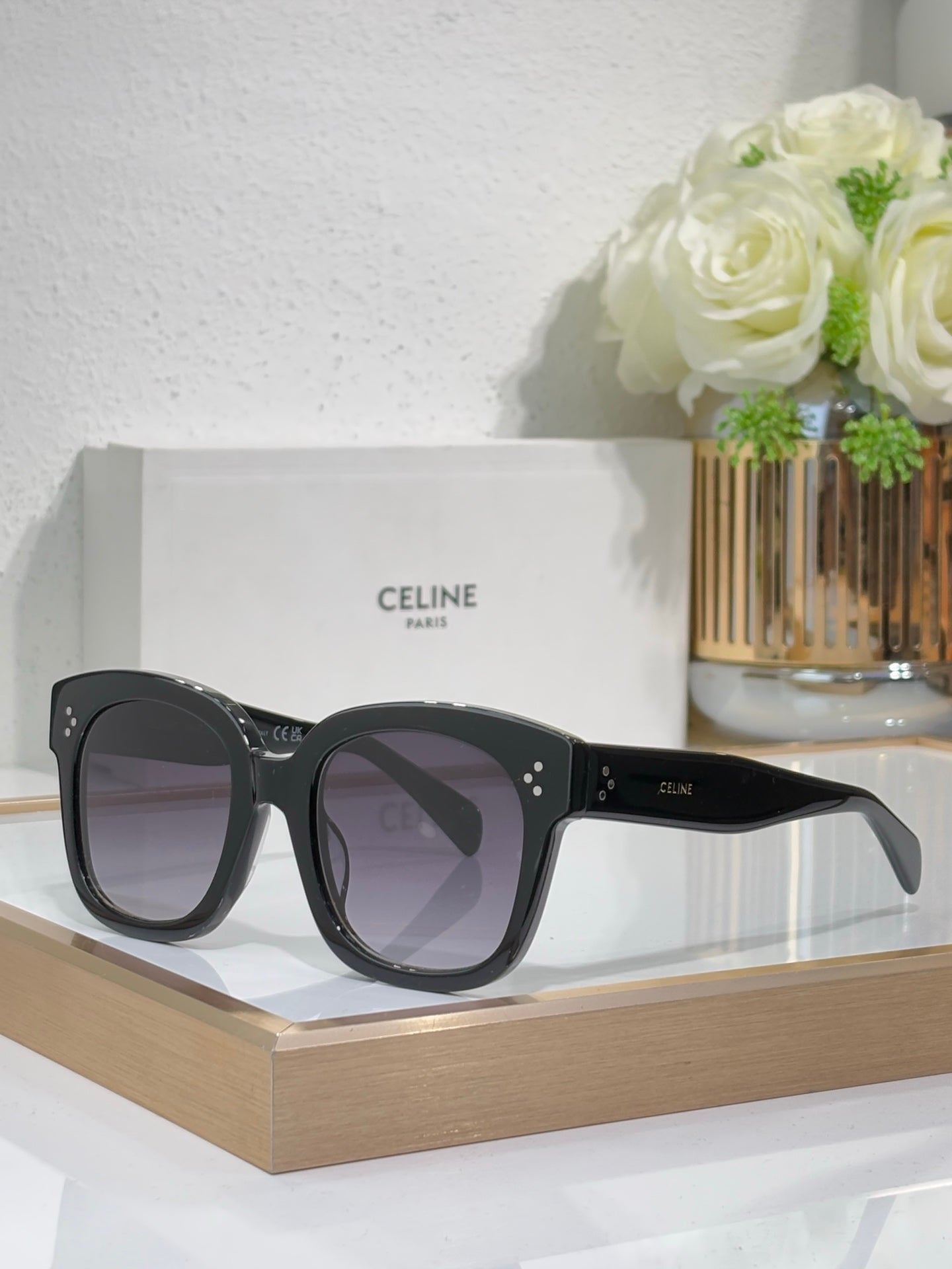 Celine black oversized sunglasses with dark lenses