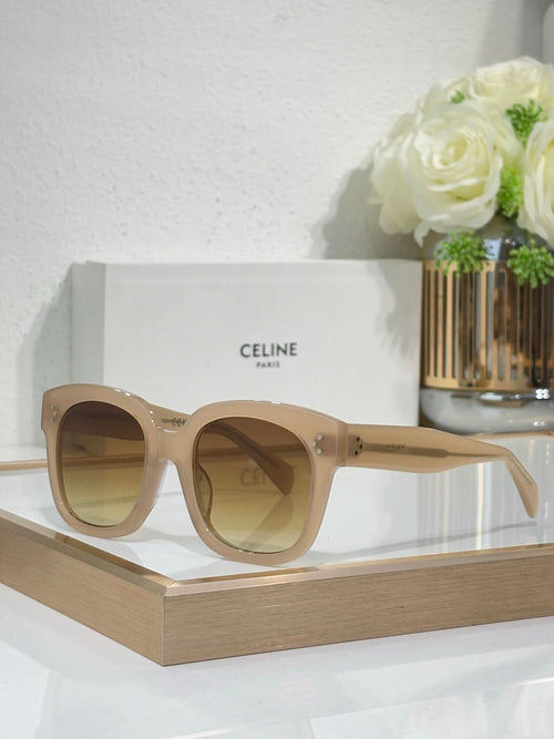 Celine tan square sunglasses with brown lenses