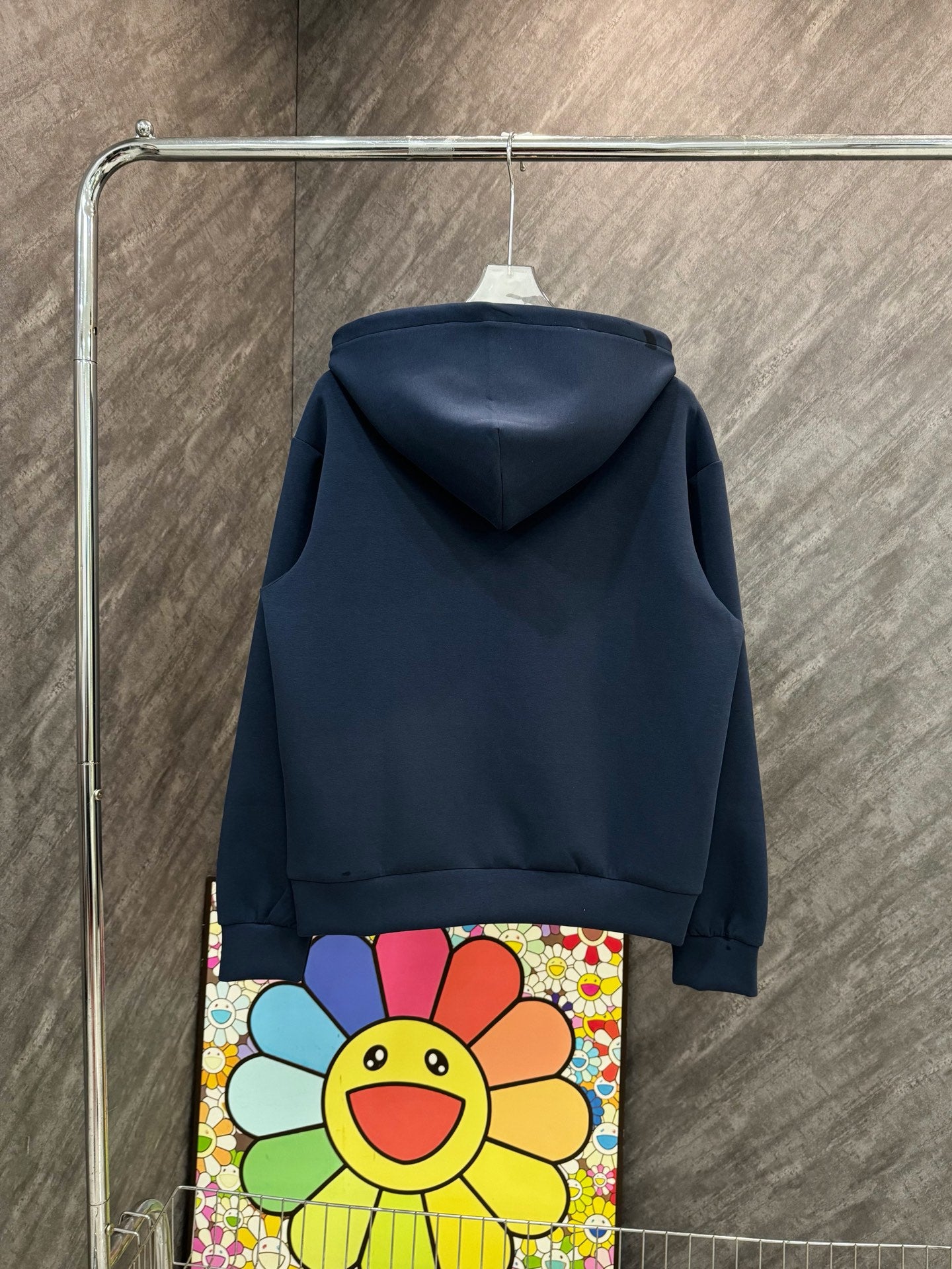 Navy Louis Vuitton zip-up hoodie with hood and gold front zipper