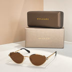 BVLGARI cat-eye sunglasses with gold frame and brown tinted lenses