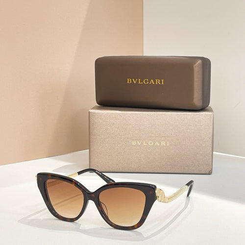 Bvlgari sunglasses with tortoiseshell frame and tan gradient lenses