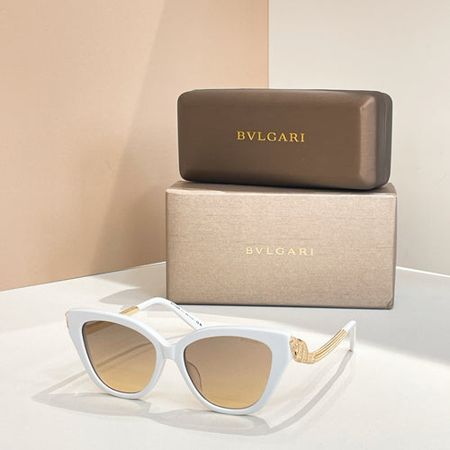 Bvlgari sunglasses with white frame and tan gradient lenses