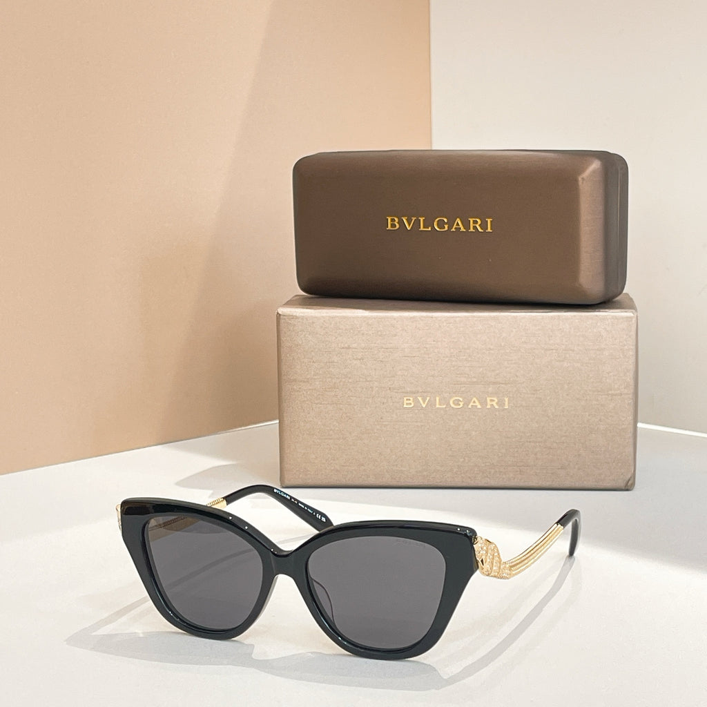 Bvlgari sunglasses with black frame and dark gray tinted lenses