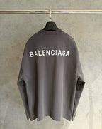 Long-sleeve sweatshirt, dark gray, crew neck, BALENCIAGA logo on back