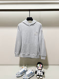 Gucci long-sleeve hoodie, heather gray, pullover with kangaroo pocket and chest logo