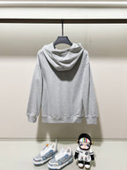 Gucci long-sleeve hoodie in heather gray, hooded pullover with front kangaroo pocket