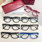 Gucci glasses set with mixed black, burgundy, tortoiseshell, and blue frames