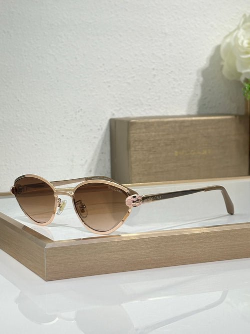 Bvlgari glasses with rose gold-tone metal frame and brown-tinted round lenses