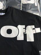 Black Off-White T-shirt with oversized white 'OFF' graphic on the front