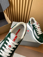 Prada unisex green sneakers with white laces, view of inner label