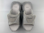 Balenciaga sandals with light gray fabric straps and logo on front
