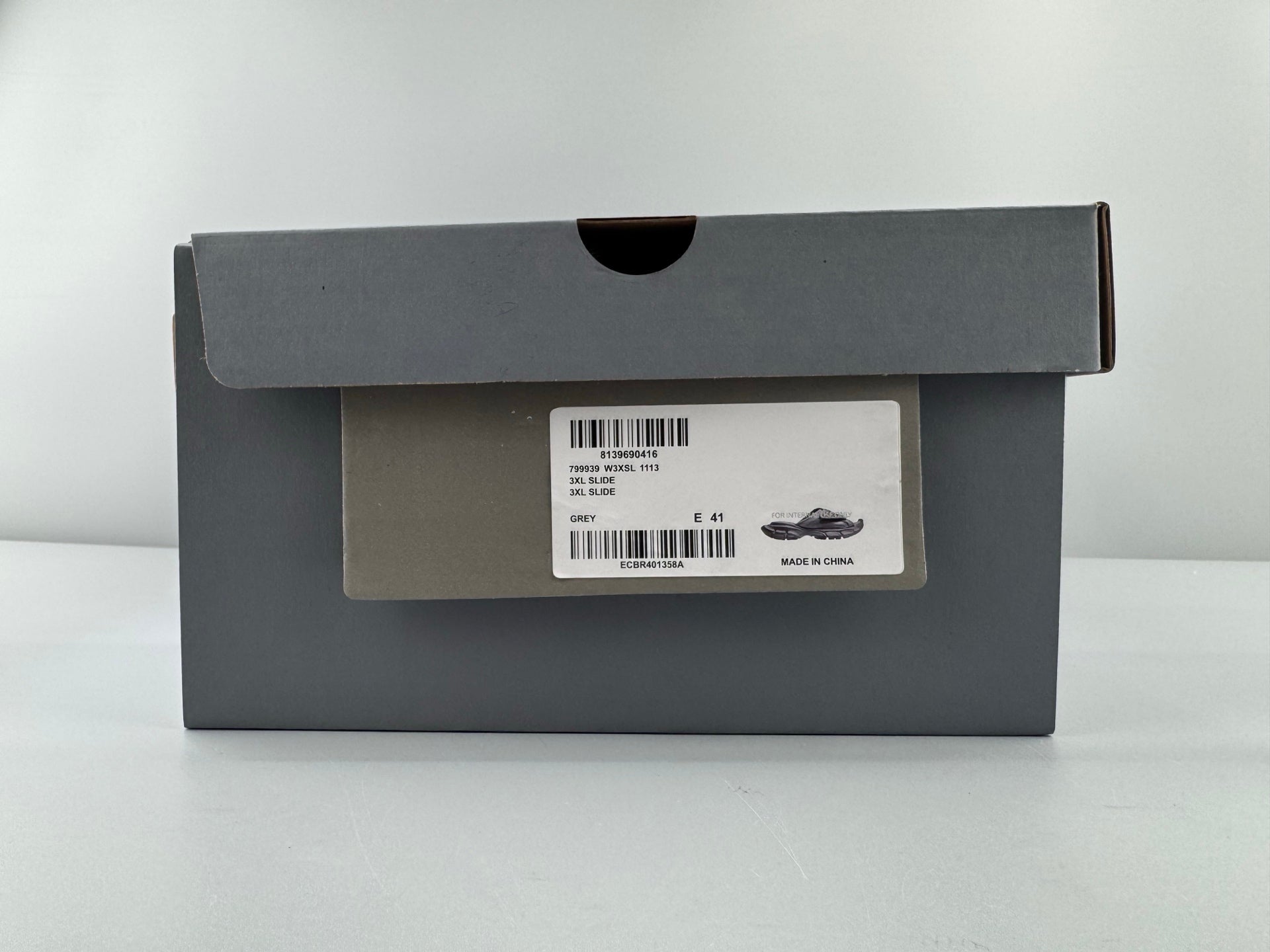 Balenciaga shoe box with product label