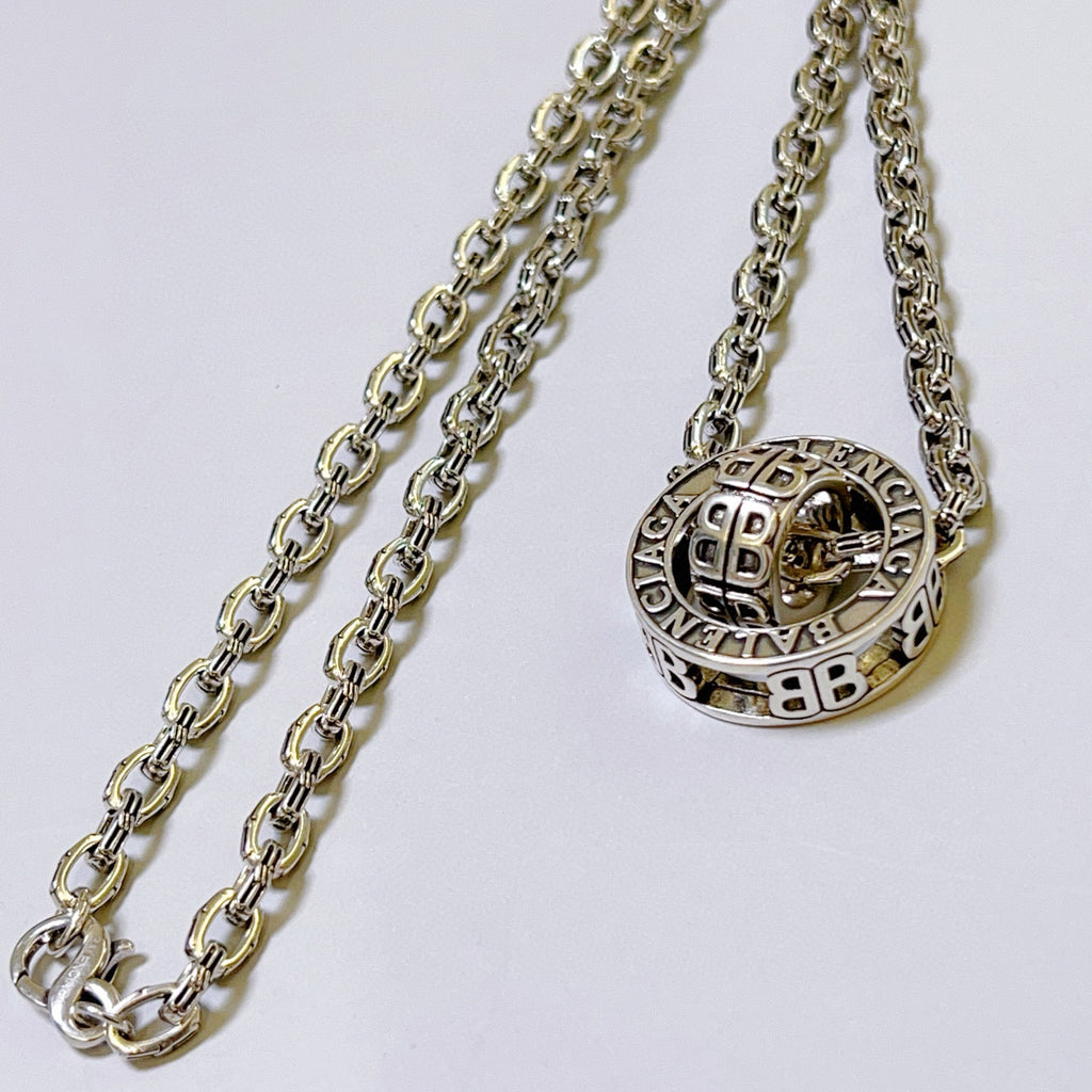 Gold-tone chain necklace with round Balenciaga monogram pendant