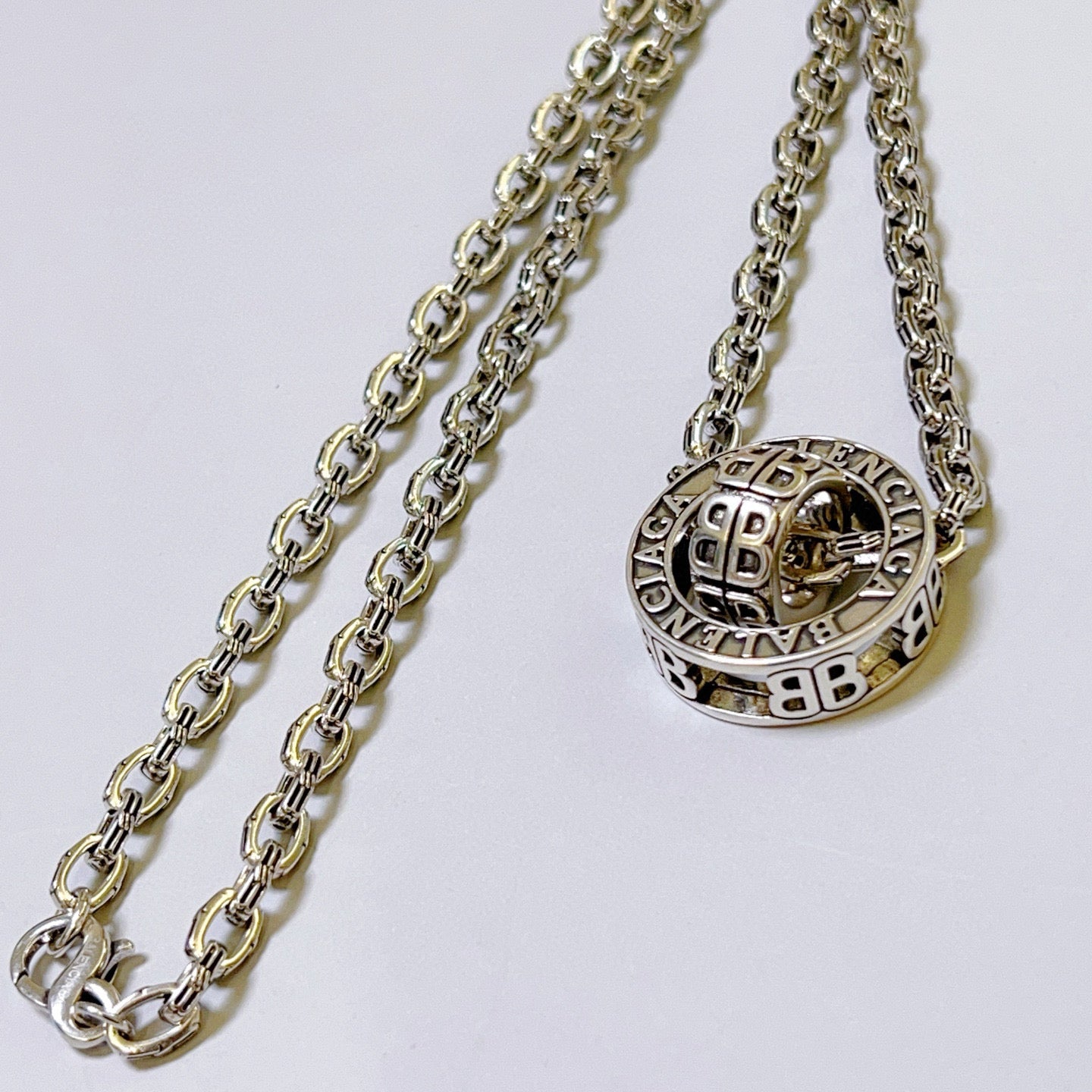 Gold-tone chain necklace with round Balenciaga monogram pendant