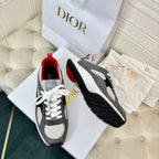 Unisex sneakers, gray and black with white laces, red inner heel detail