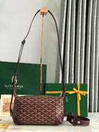 Patterned hobo bag with top handle and adjustable shoulder strap, burgundy and dark brown