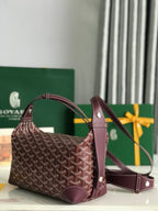 Patterned hobo bag with detachable shoulder strap and matching small crossbody pouch