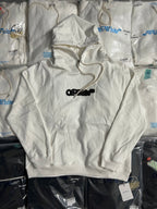 Off-White off-white hoodie sweatshirt with black logo graphic and drawstring hood