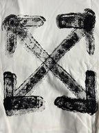 Off-white hoodie sweatshirt front with large black graphic X design