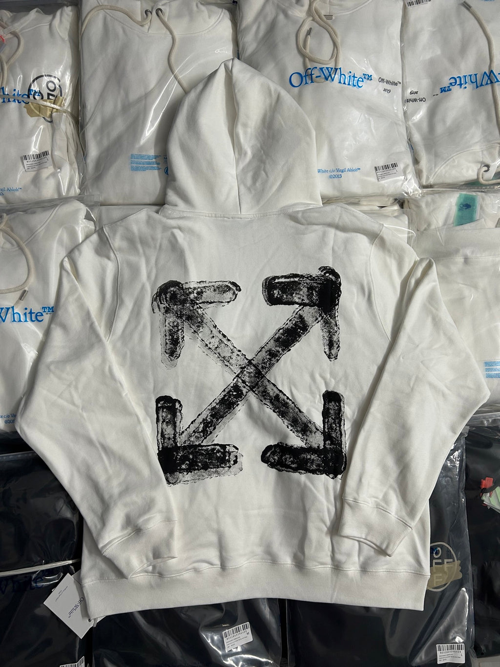 Off-White off-white hoodie sweatshirt with large black graphic on front