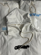 Off-White off-white hoodie sweatshirt with black graphic print and drawstring hood
