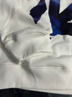 Off-White white hoodie ribbed cuff with blue abstract print