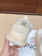 Moncler sneakers, white heel with lace loop and embossed logo badge detail