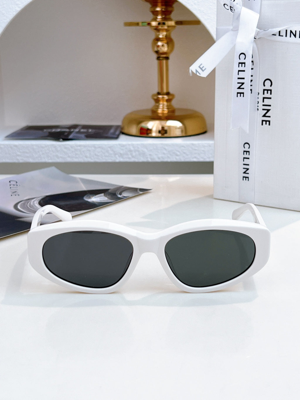 Celine sunglasses with white frame and dark lenses
