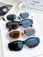 Assorted sunglasses in light blue, tortoiseshell, pink and black