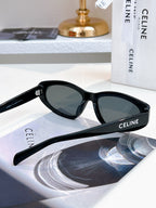 Sunglasses with black frame and dark lenses