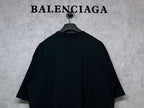 Black short-sleeve T-shirt with plain back and crew neckline