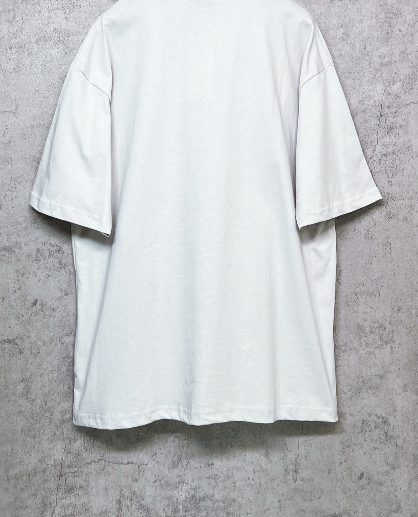 White short-sleeve T-shirt back view, full length