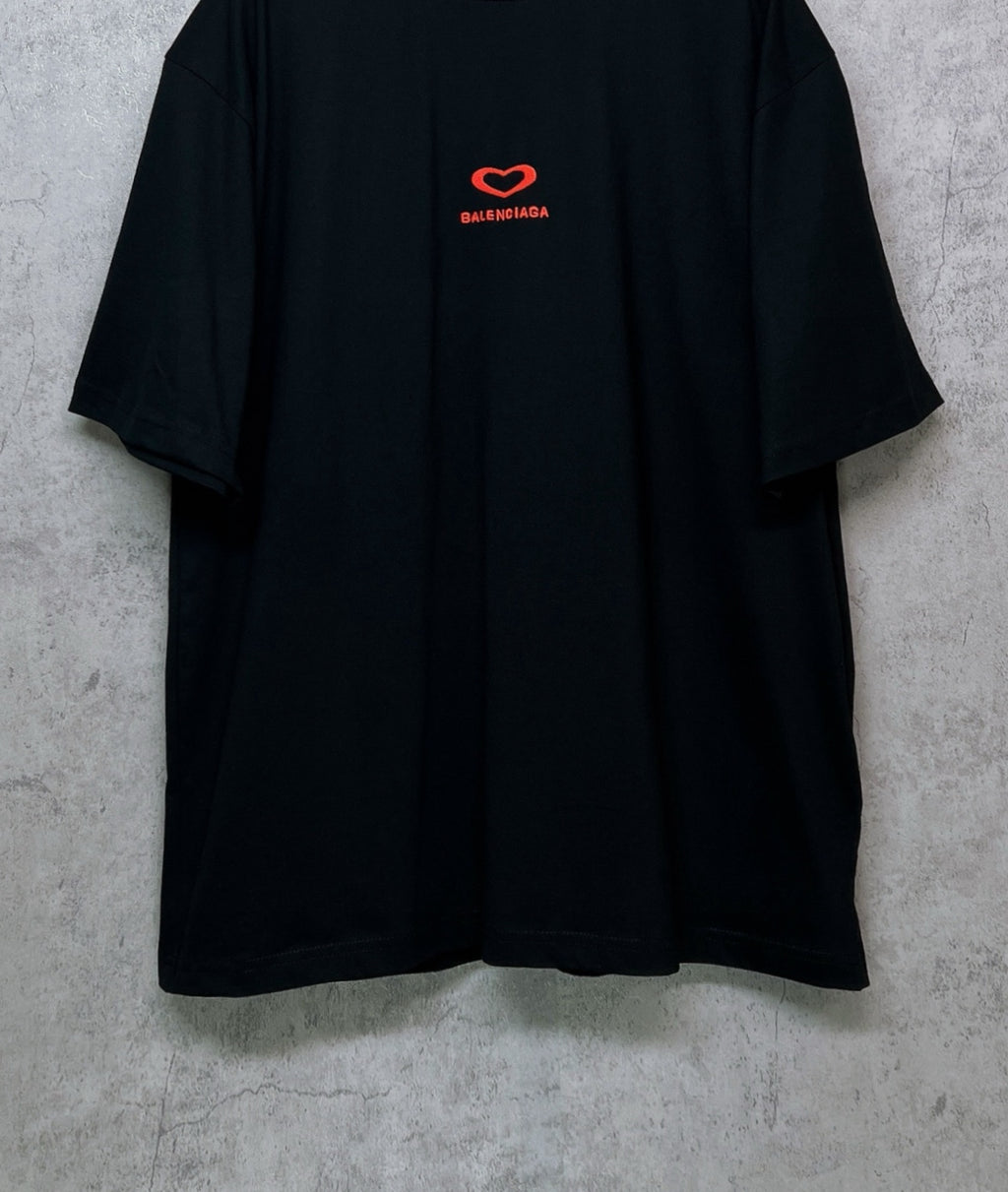Black Balenciaga T-shirt with red heart logo on back