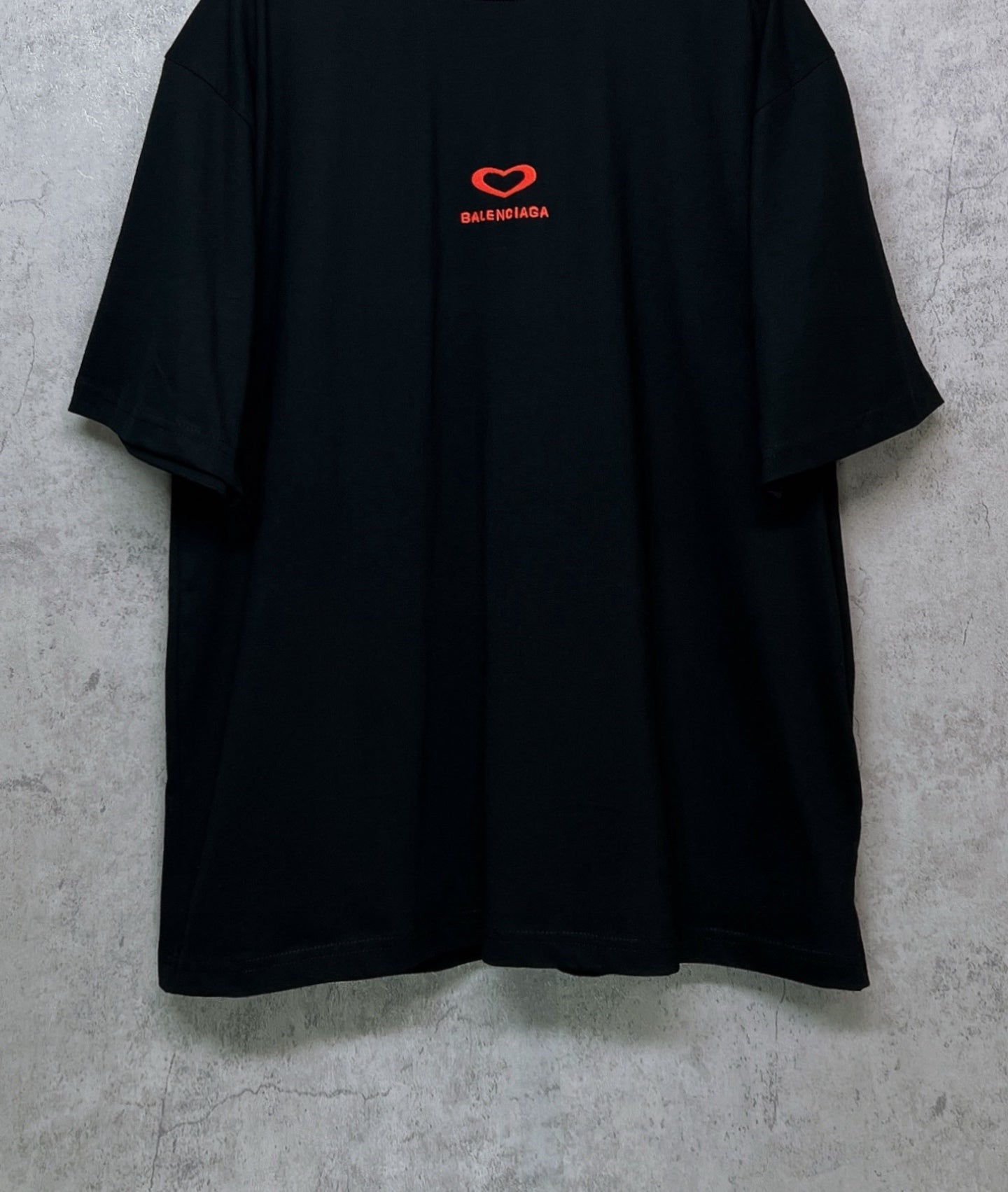 Black Balenciaga T-shirt with red heart logo on back