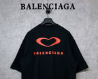 Black Balenciaga T-shirt with large red heart logo on back