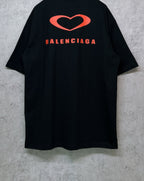 Black Balenciaga T-shirt back with red heart and BALENCIAGA text