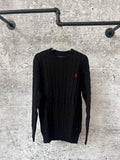 Ralph Lauren cable-knit sweater, long sleeves, crew neck, front view