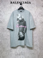 Balenciaga heather gray graphic T-shirt with Britney print on front